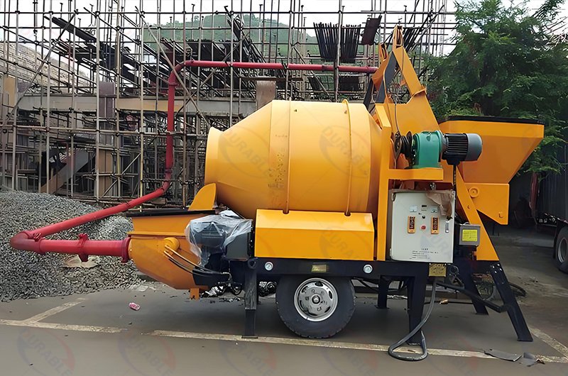 Concrete mixer pump construction site