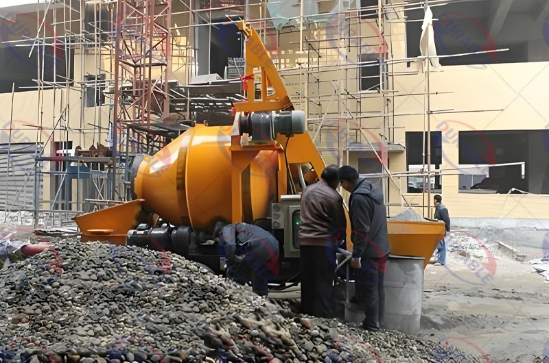 Concrete mixing pump site