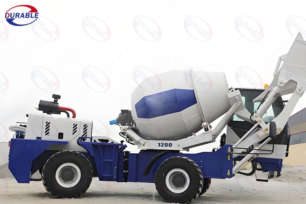 Self-loading concrete mixer