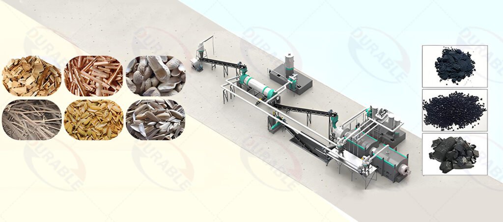 Horizontal charcoal carbonization furnace process flow