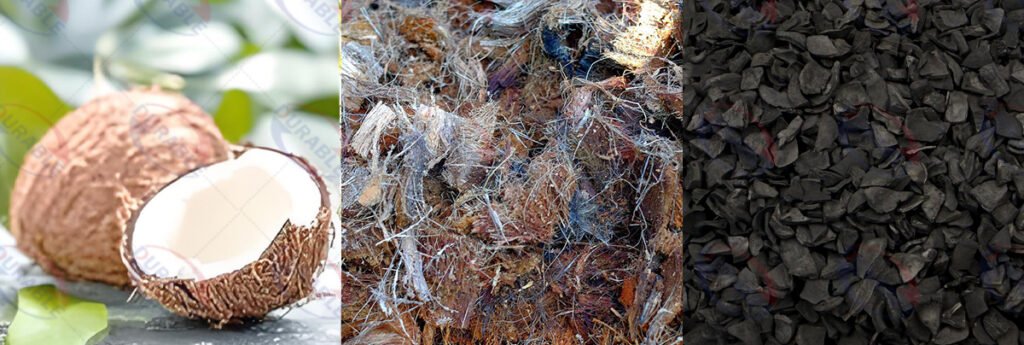 Charcoal made from coconut shells