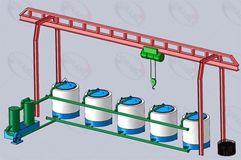 Vertical carbonization furnace process flow