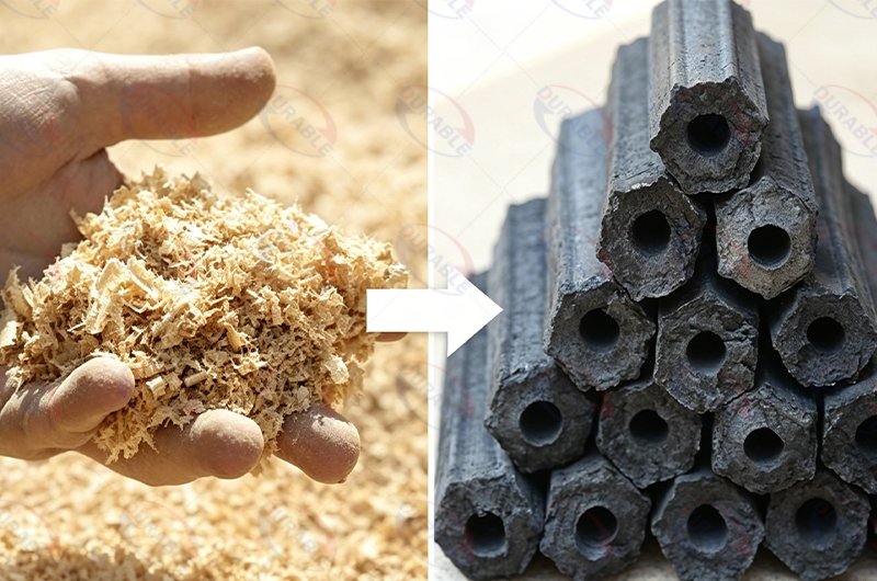 Sawdust briquette charcoal