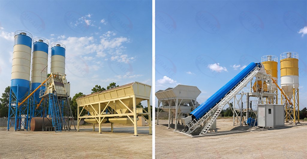 Stationary concrete batching plant