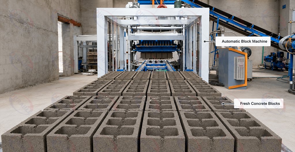 Automatic concrete block machine pressing crusher dust blocks
