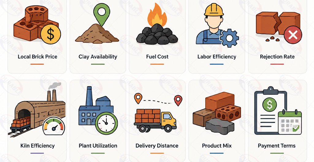 Main profit factors in clay brick manufacturing