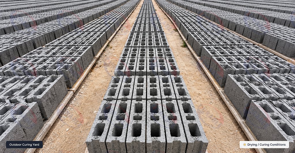 Concrete block curing conditions that can cause shrinkage cracks