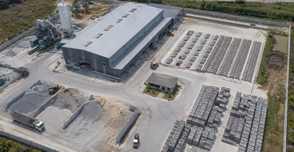  Land allocation for production curing storage and traffic in a concrete block factory