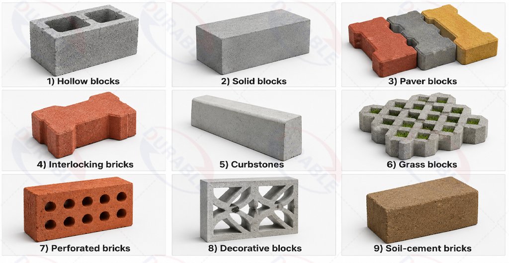 Hydraulic brick machine product types