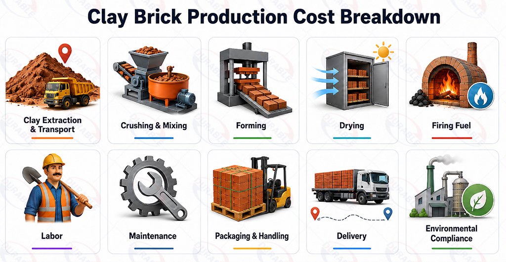 Main cost factors in clay brick manufacturing