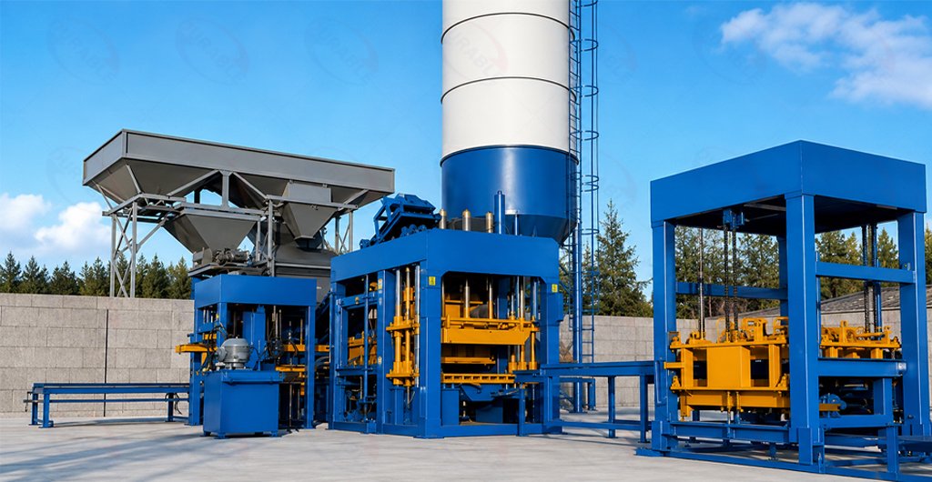 Modern concrete block factory