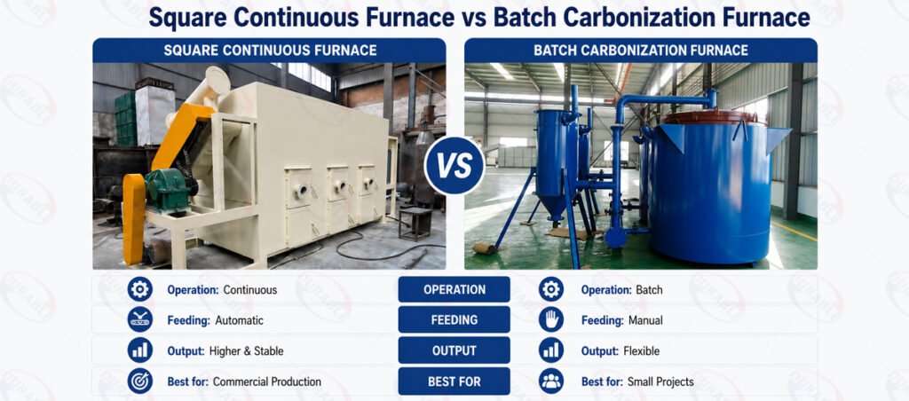 Square Continuous Furnace vs Batch Carbonization Furnace