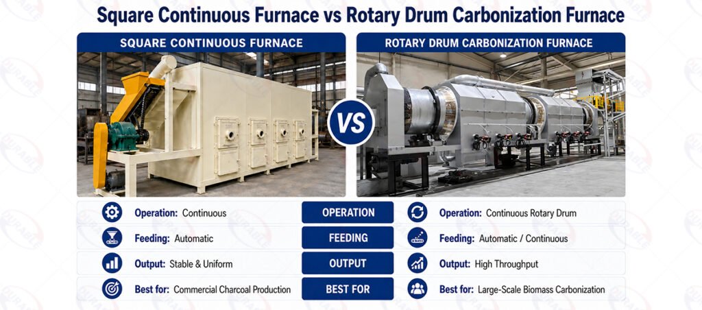 Square Continuous Furnace vs Rotary Drum Carbonization Furnace
