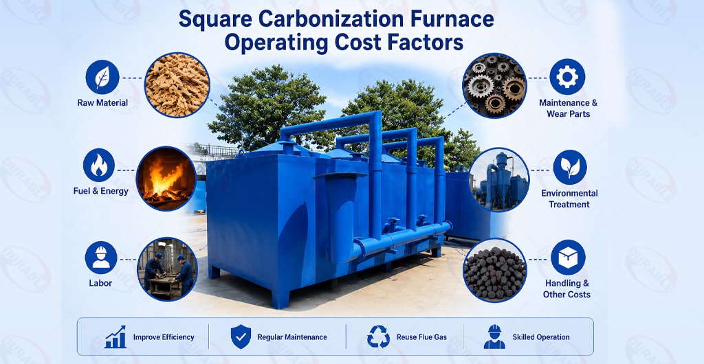 Square continuous carbonization furnace reducing operating cost