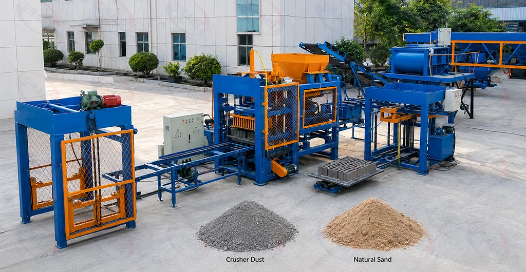 Crusher dust used as a partial sand replacement in concrete blocks