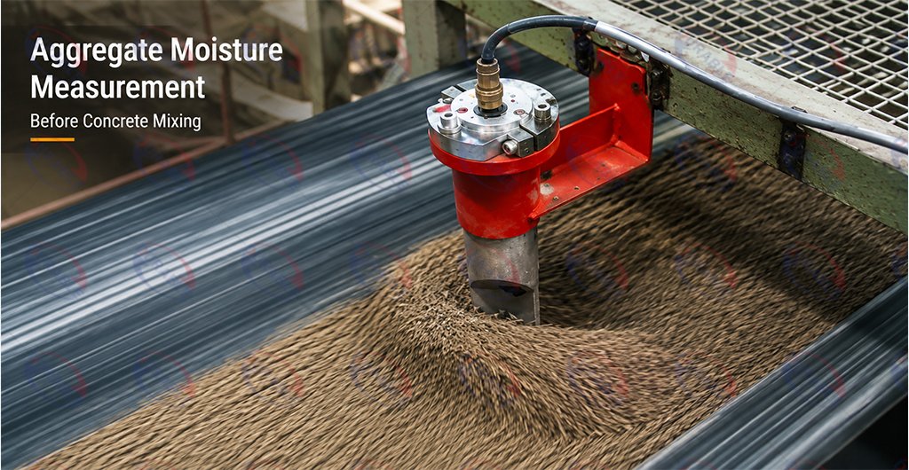 Aggregate moisture measurement before concrete mixing