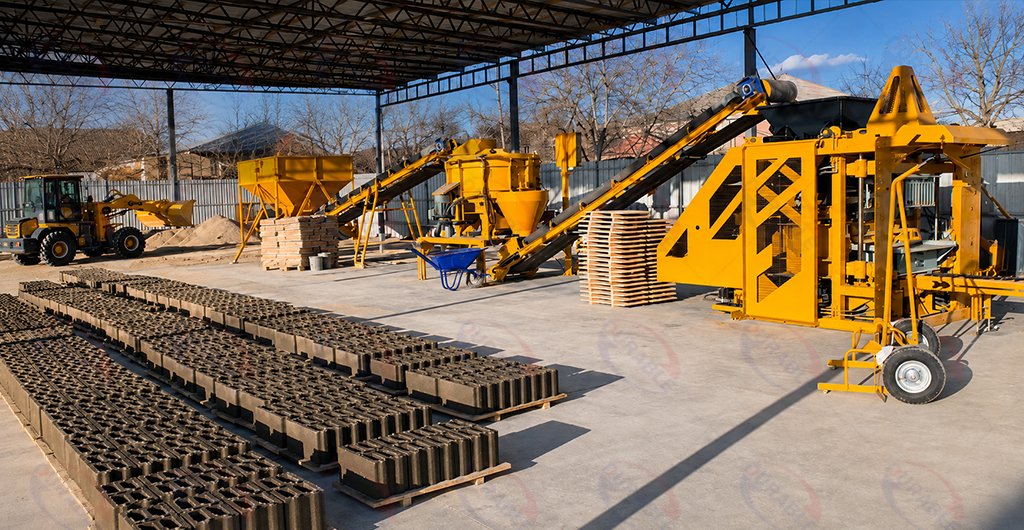 Concrete block factories achieving different production output with similar equipment