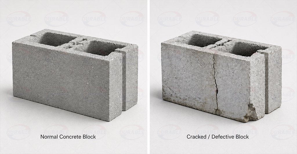 Concrete blocks fail quality tests during strength and durability inspection