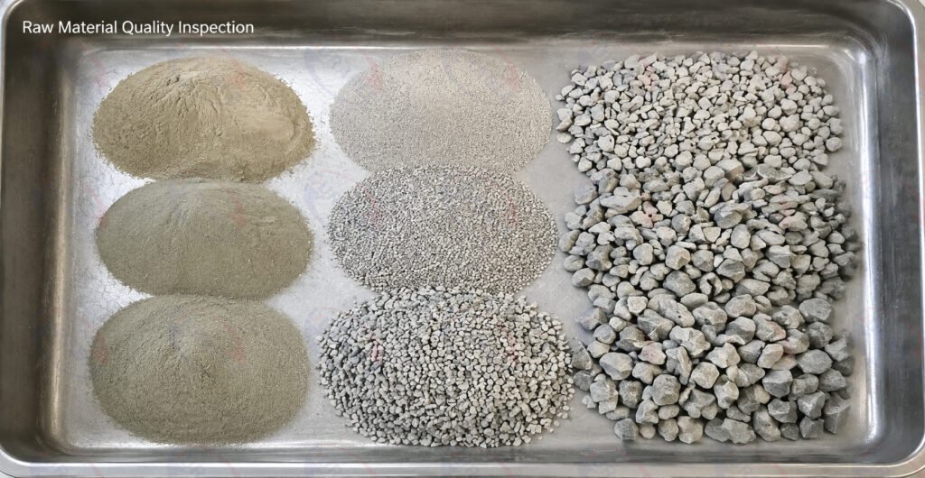 Raw material quality inspection before concrete production