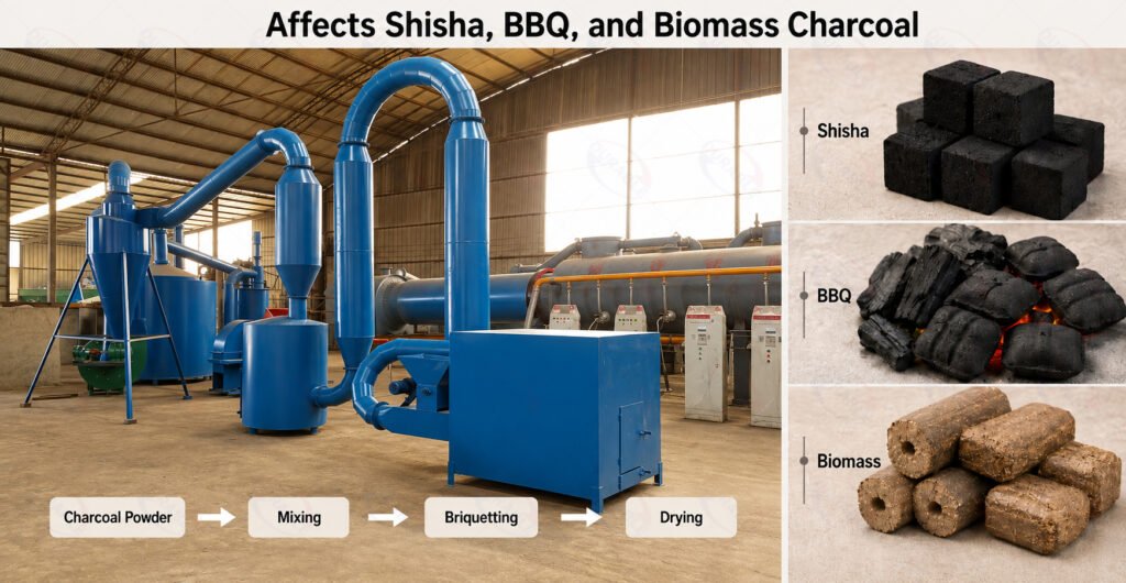 Charcoal Briquetting Process and Applications for Shisha, BBQ, and Biomass Charcoal