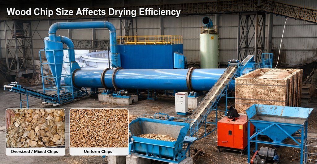 wood chip size drying efficiency